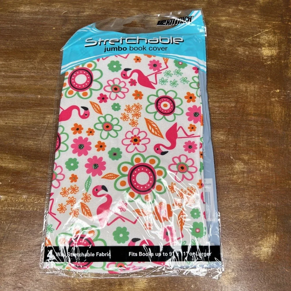 KITTRICH - Stretchable Fabric Book Covers Jumbo Size - 8'x10' or larger Flamingo